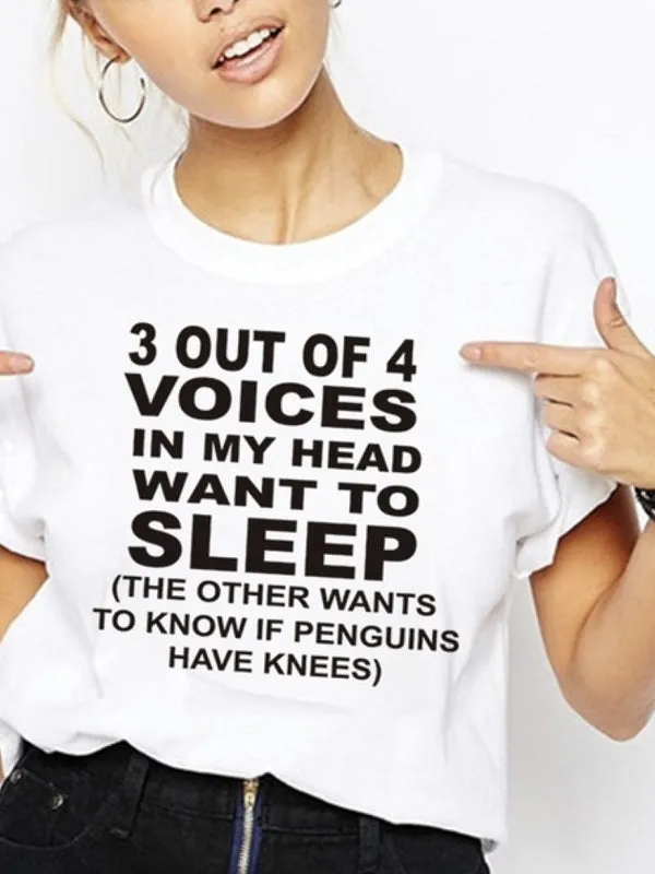 Want To Sleep Letter Print Fashion T-shirts