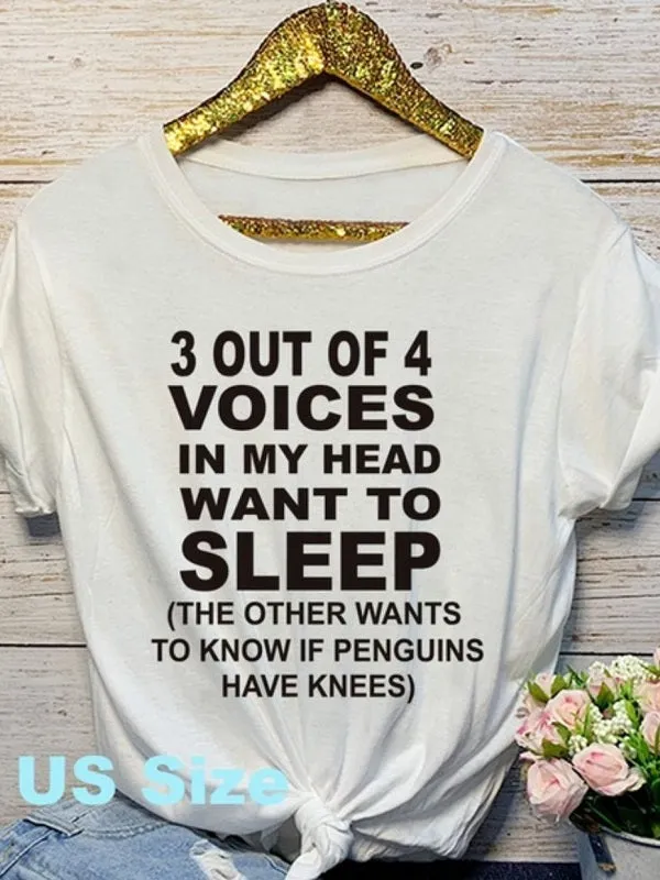 Want To Sleep Letter Print Fashion T-shirts