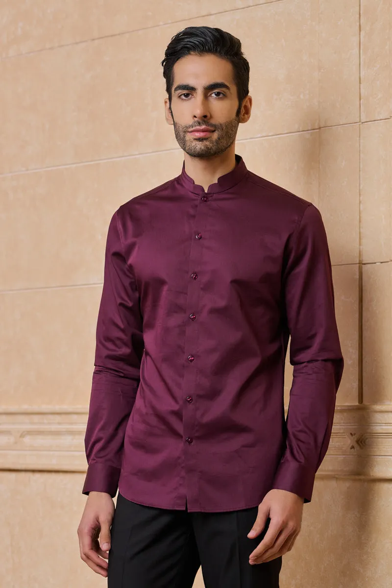 Wine Solid Casual Shirt