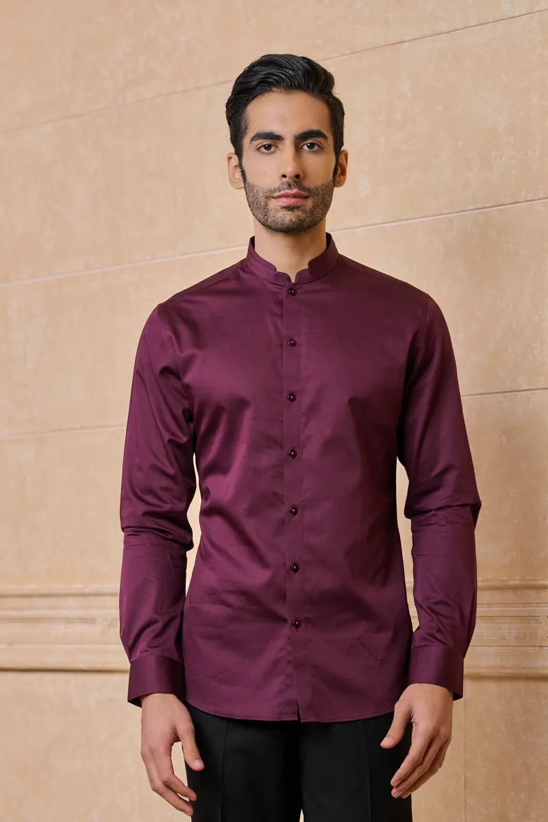 Wine Solid Casual Shirt