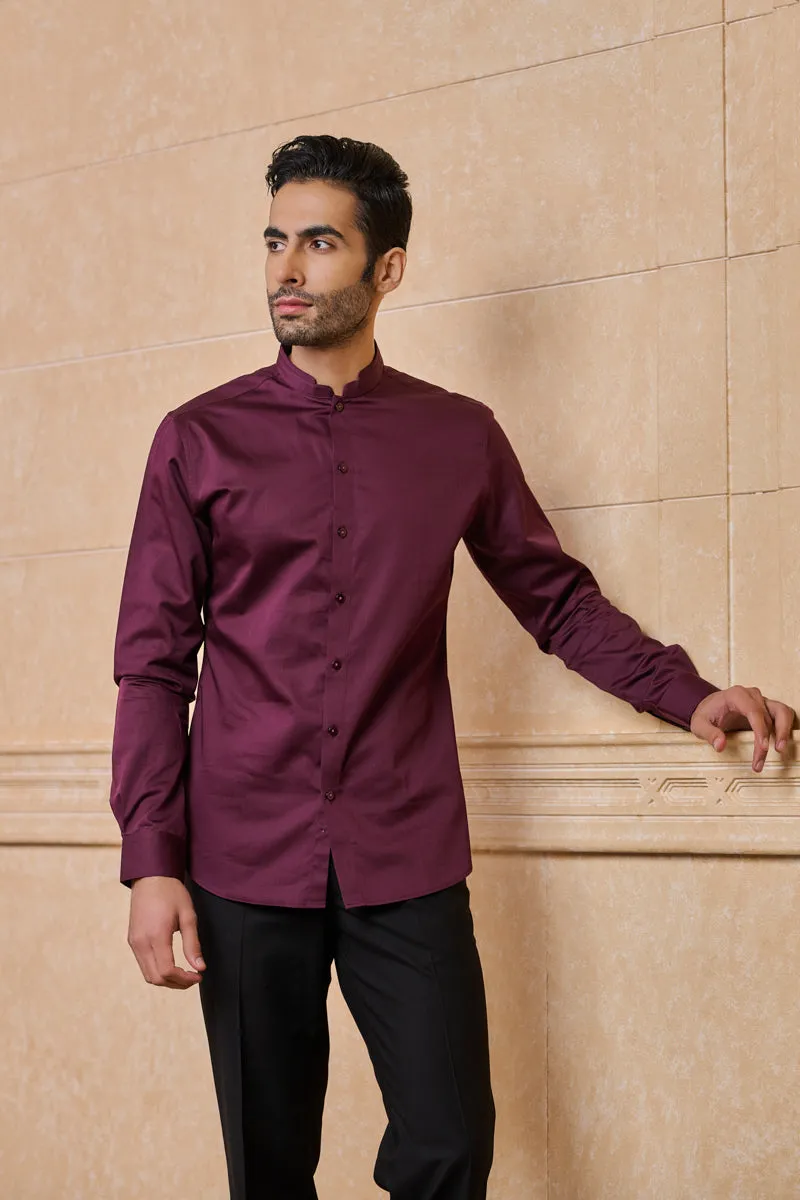 Wine Solid Casual Shirt