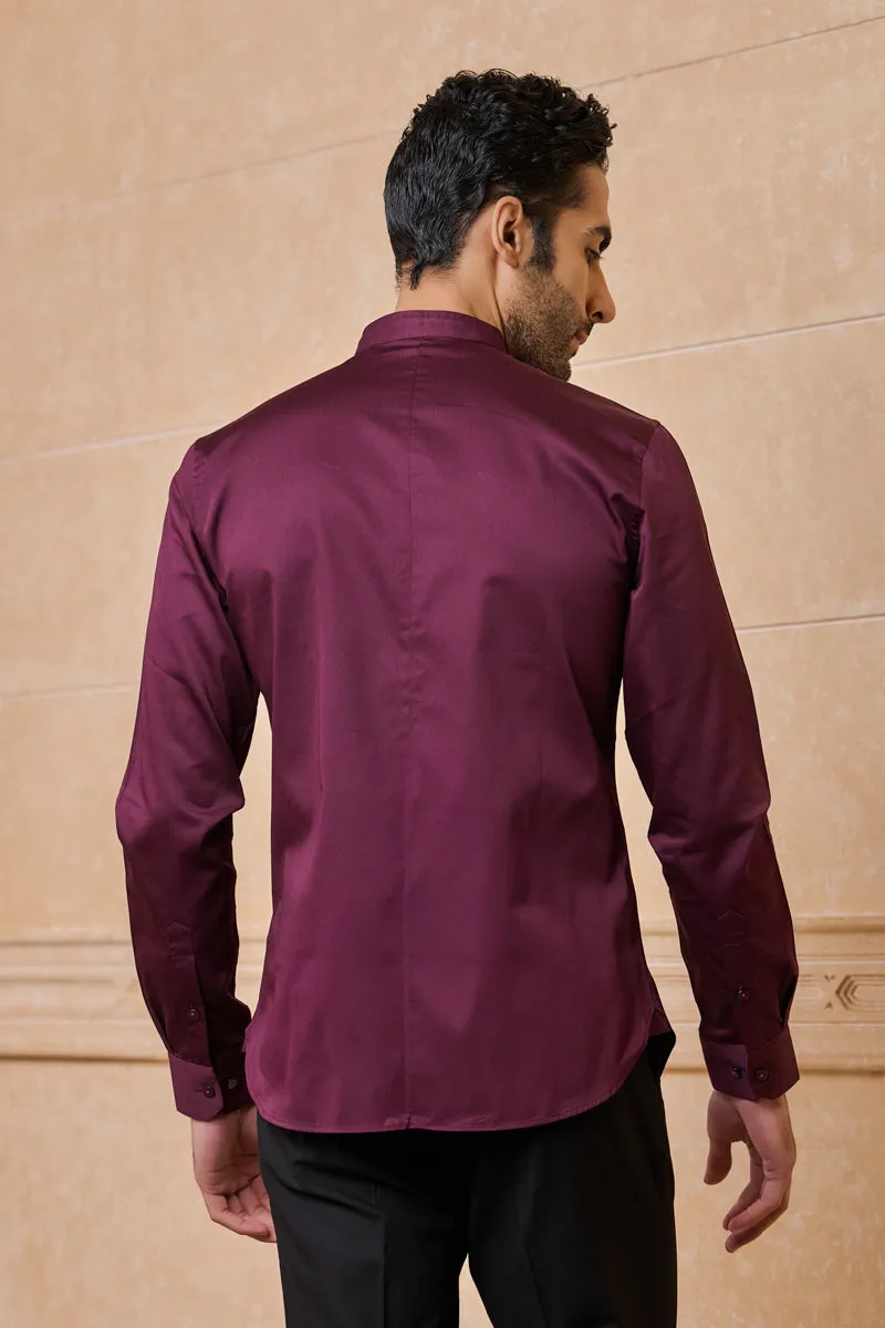 Wine Solid Casual Shirt