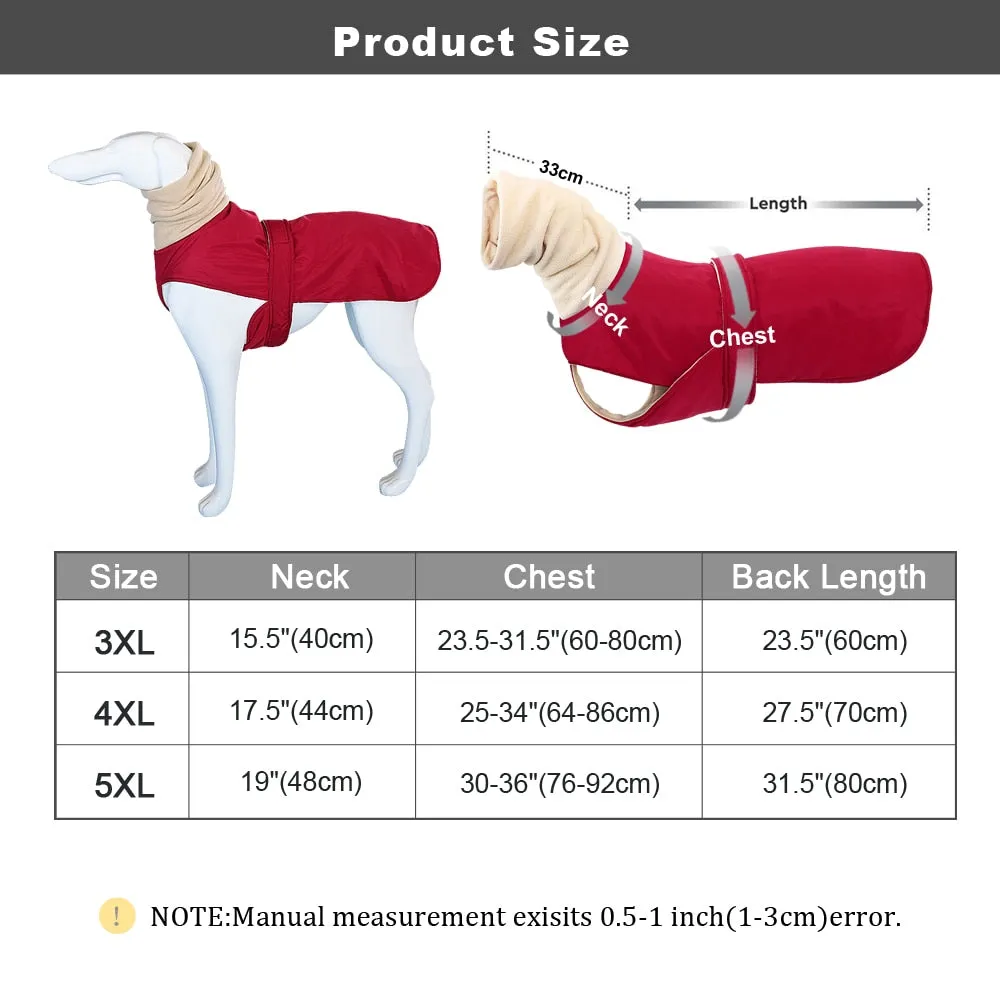 Winter Warm Dog Clothes Waterproof Thick Dog Jacket Clothing Red Black Dog Coat with Leash Hole for Medium Large Dogs