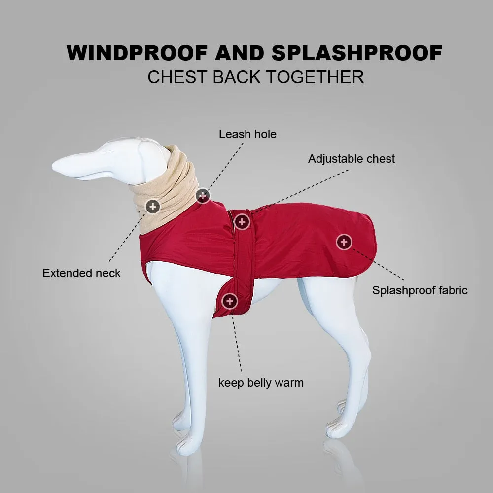 Winter Warm Dog Clothes Waterproof Thick Dog Jacket Clothing Red Black Dog Coat with Leash Hole for Medium Large Dogs