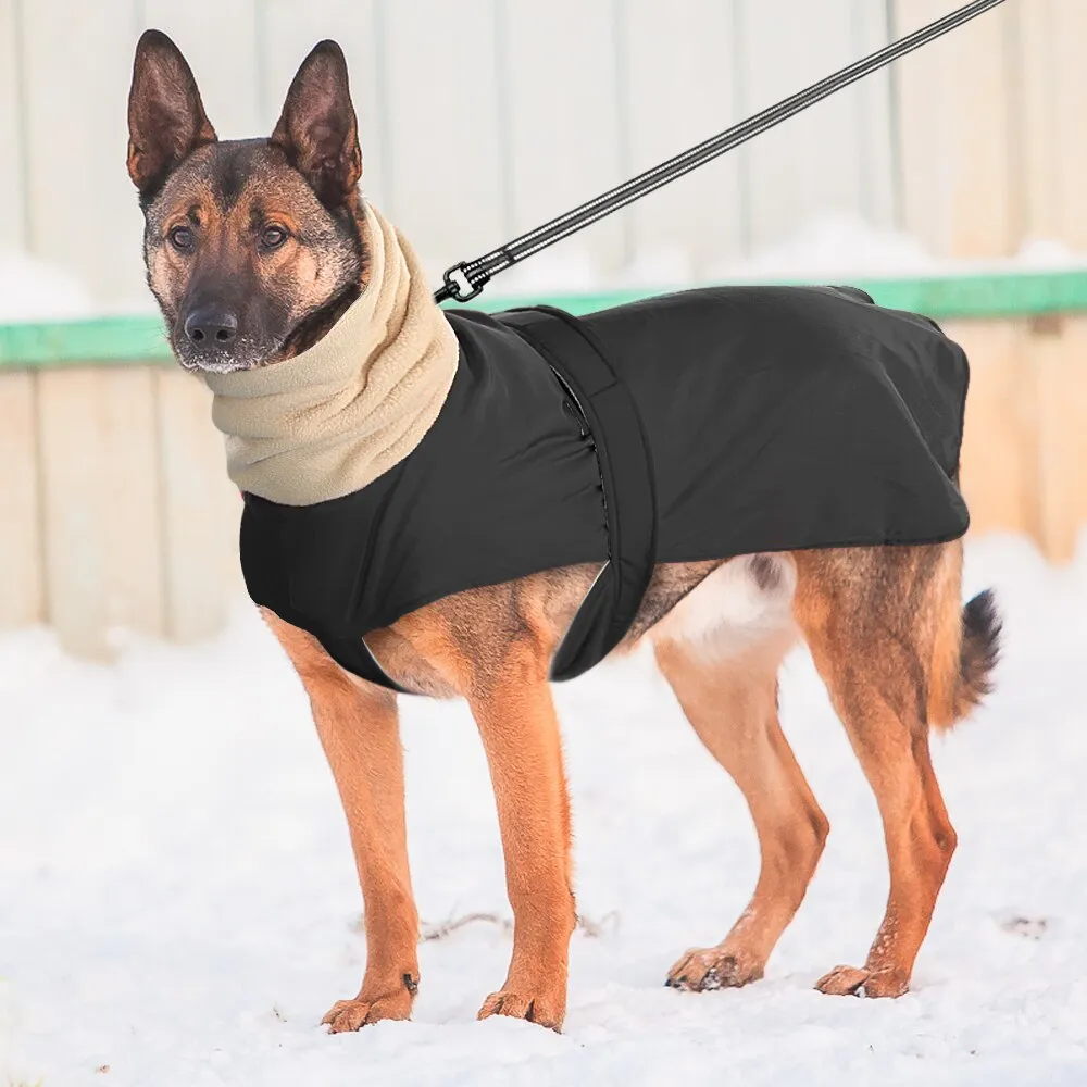 Winter Warm Dog Clothes Waterproof Thick Dog Jacket Clothing Red Black Dog Coat with Leash Hole for Medium Large Dogs