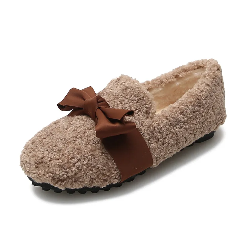 Women Casual Bowknot Woolen Winter Shoes