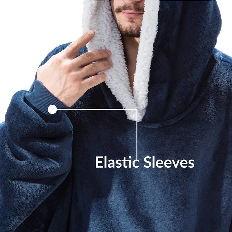 Women Winter Hoodies Fleece Giant TV Blanket With Sleeves