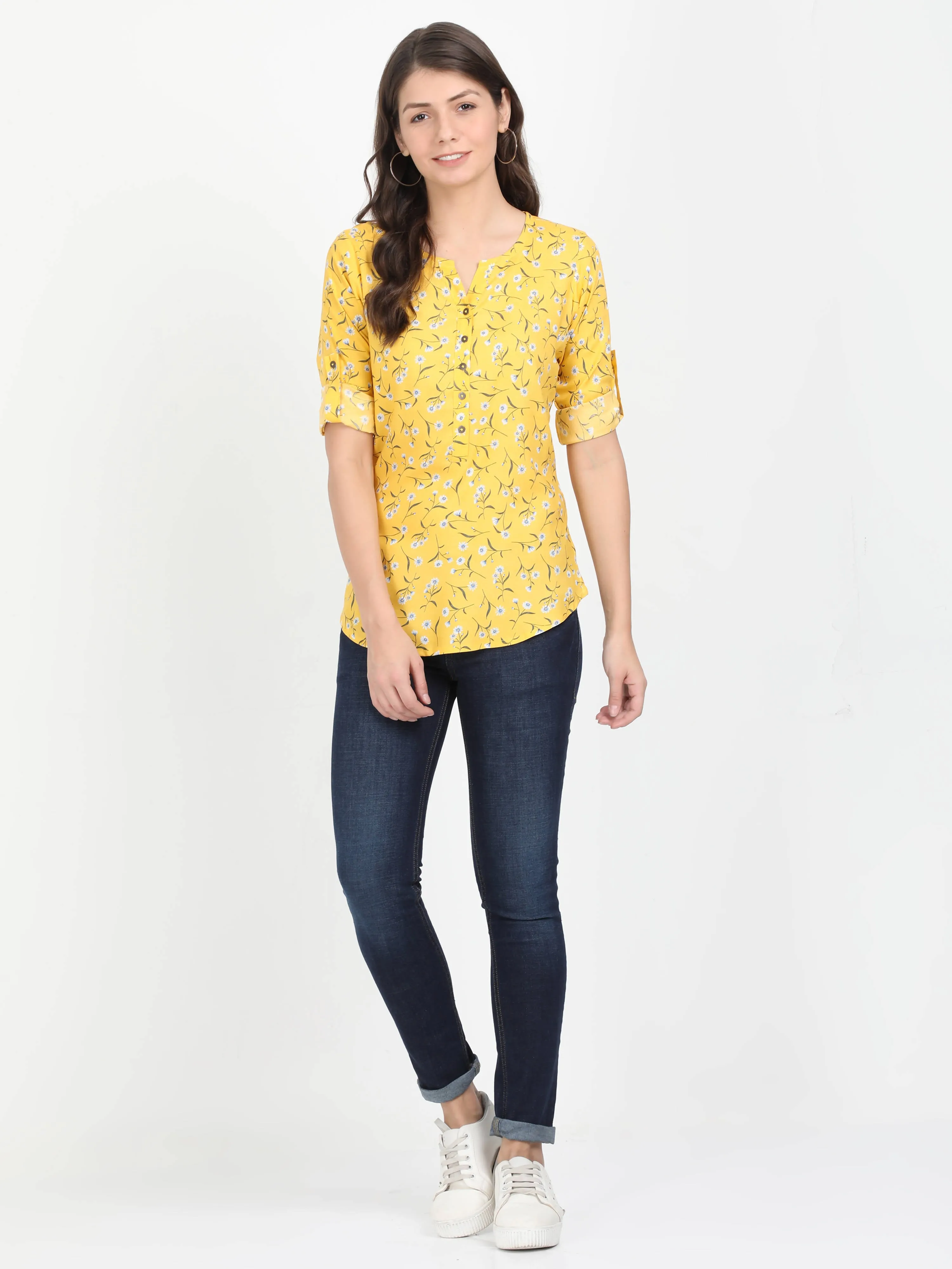 Women Yellow Casual Top