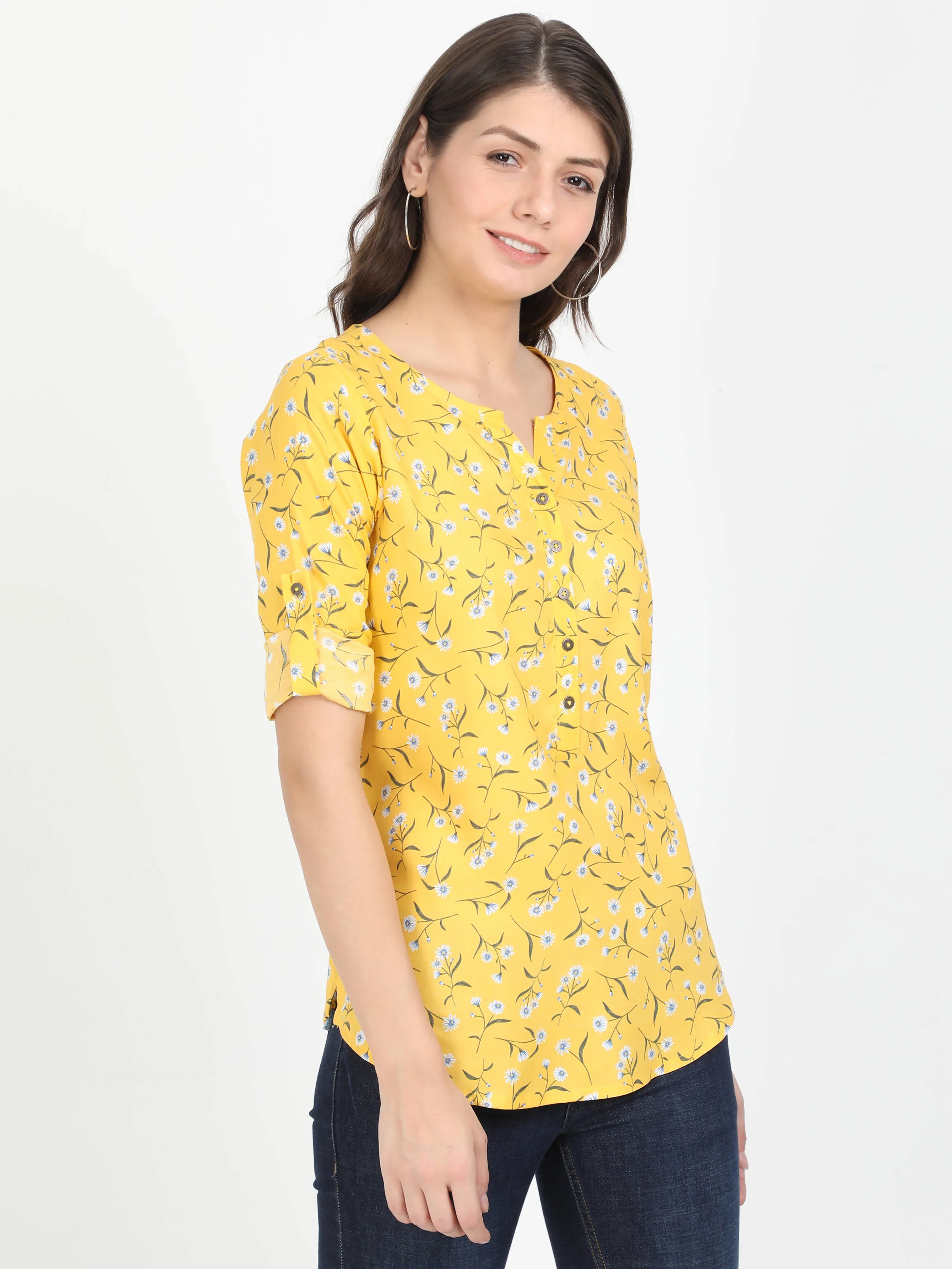 Women Yellow Casual Top