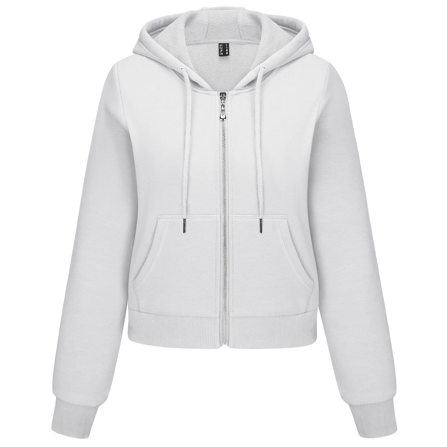 Women's Hoodie Ladies Bomber Jacket Fleece Lined Crop Tops Full Zip Hoodie For Winter