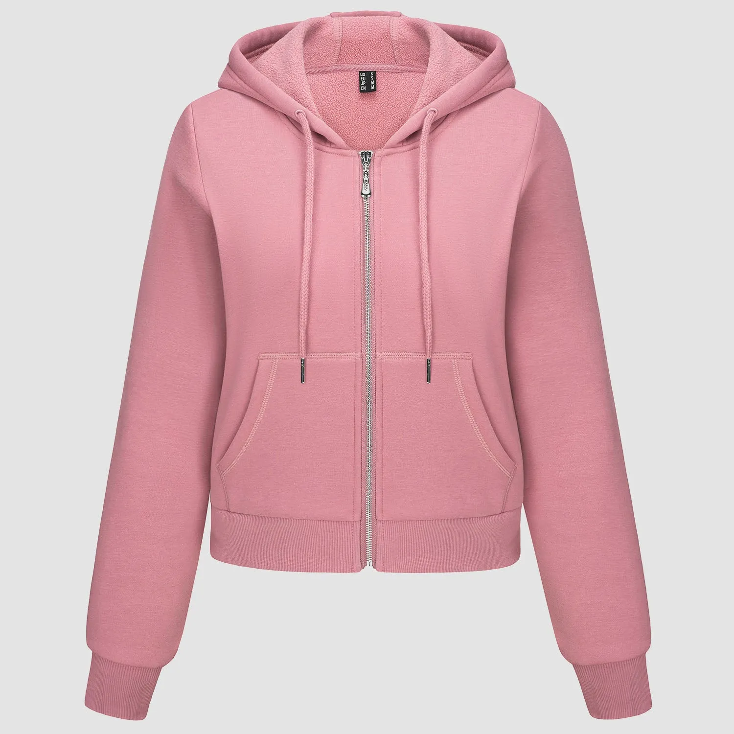 Women's Hoodie Ladies Bomber Jacket Fleece Lined Crop Tops Full Zip Hoodie For Winter