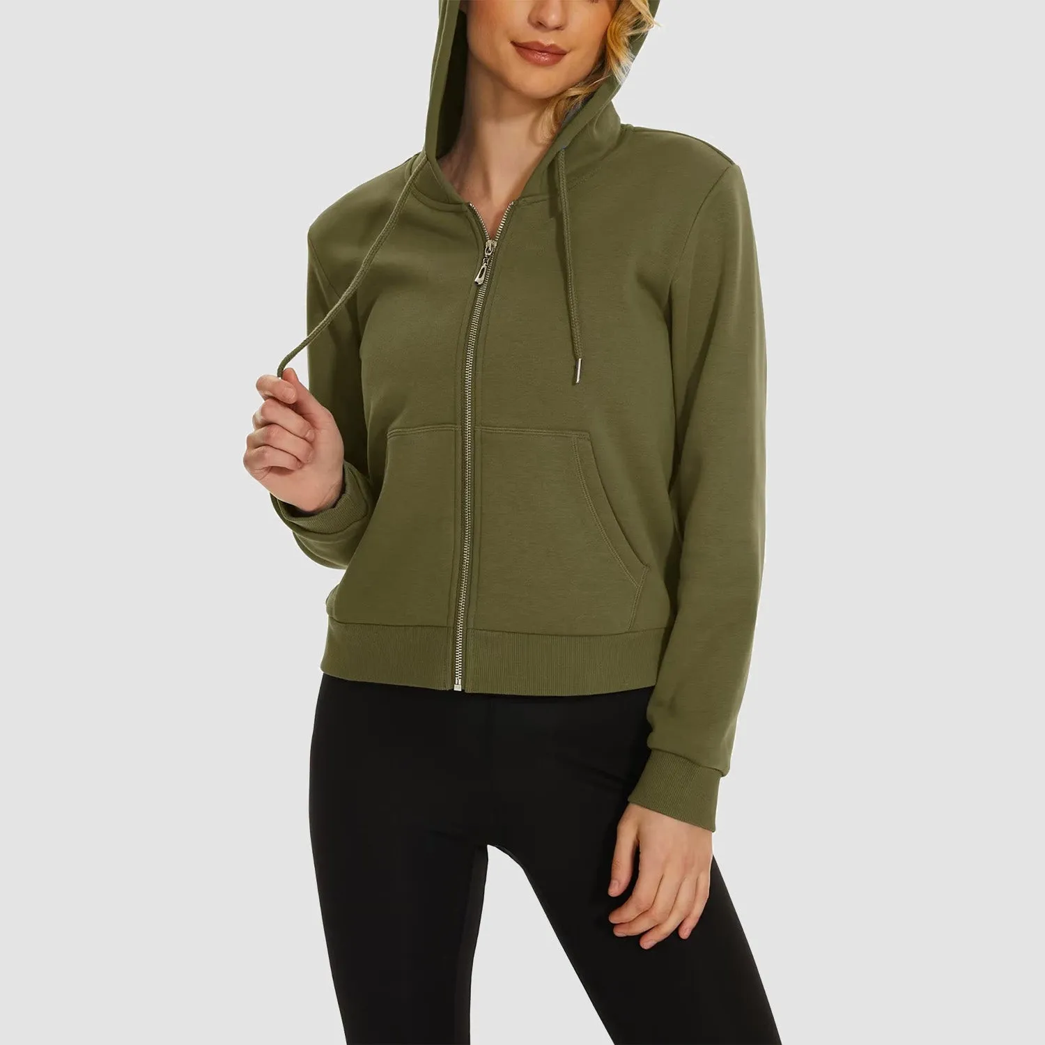 Women's Hoodie Ladies Bomber Jacket Fleece Lined Crop Tops Full Zip Hoodie For Winter