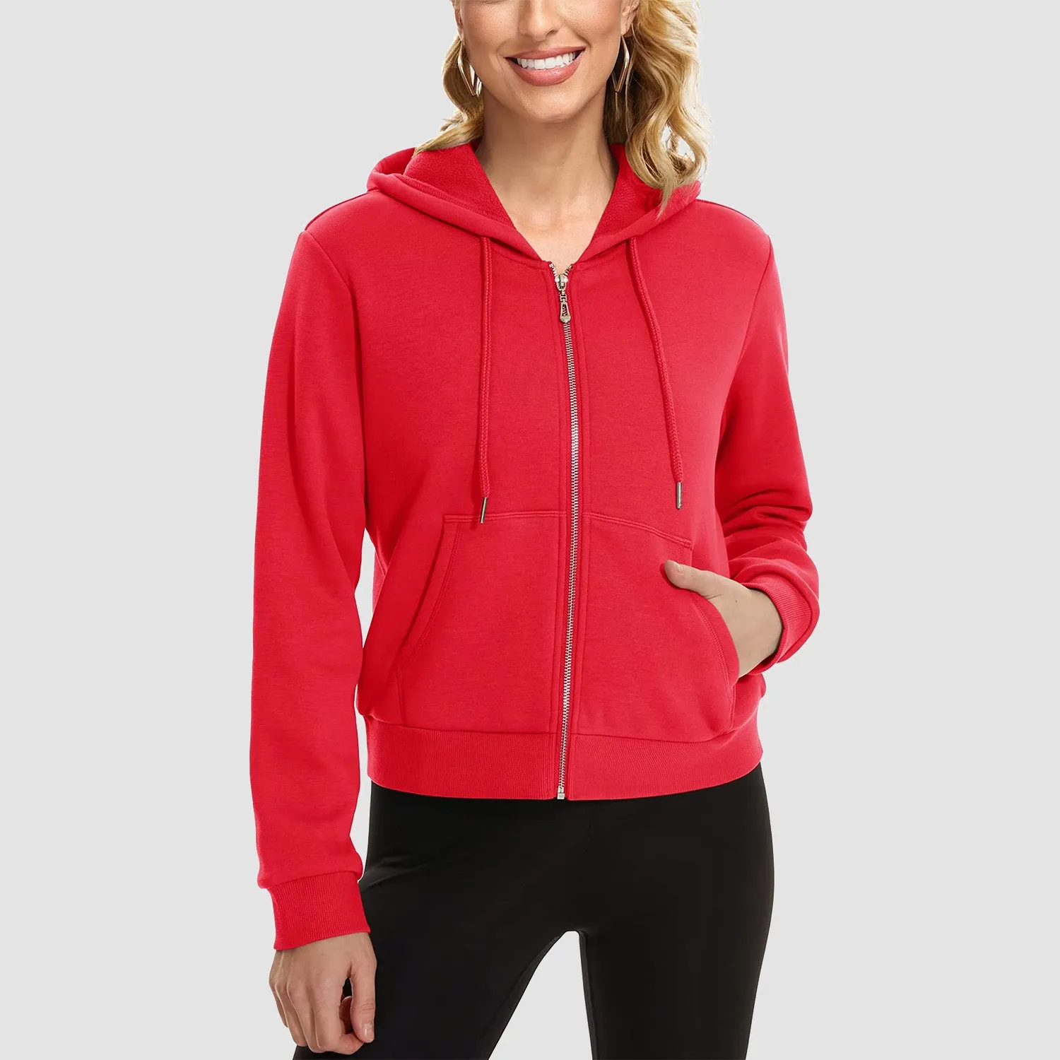 Women's Hoodie Ladies Bomber Jacket Fleece Lined Crop Tops Full Zip Hoodie For Winter