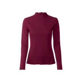 Women's Ribbed Turtle Neck Top,Burgundy