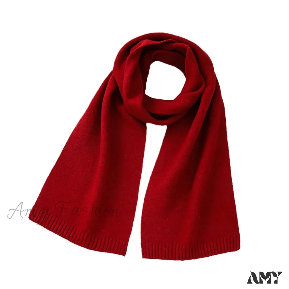 Wool Blend Solid Knitted Minimalist Imitation Cashmere Scarf