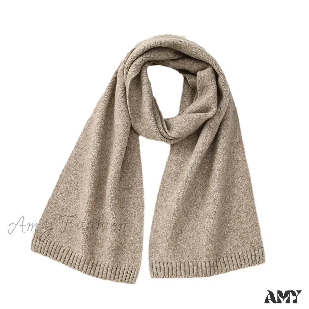 Wool Blend Solid Knitted Minimalist Imitation Cashmere Scarf