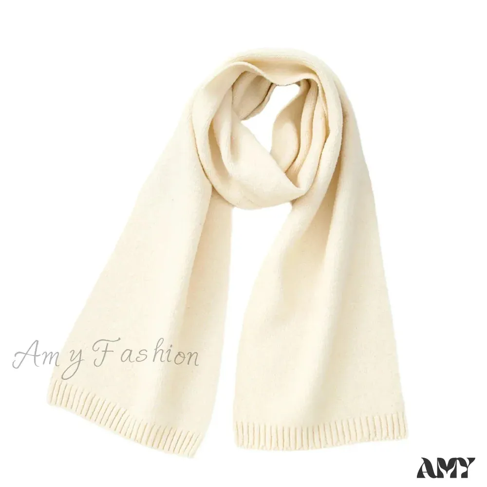 Wool Blend Solid Knitted Minimalist Imitation Cashmere Scarf