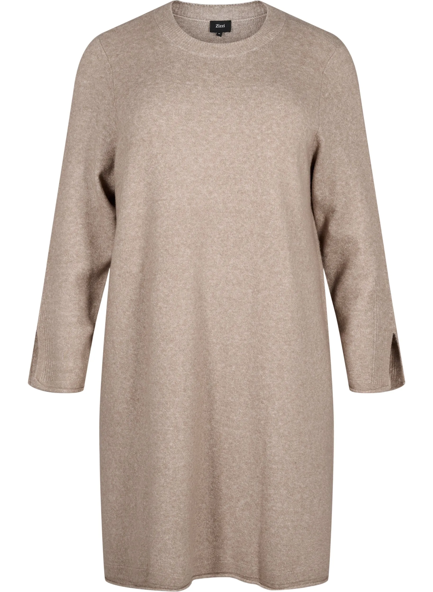 Zizzi Vista Knit Dress in Taupe